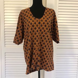 Orange and Blue Floral Pattern Lounge Shirt